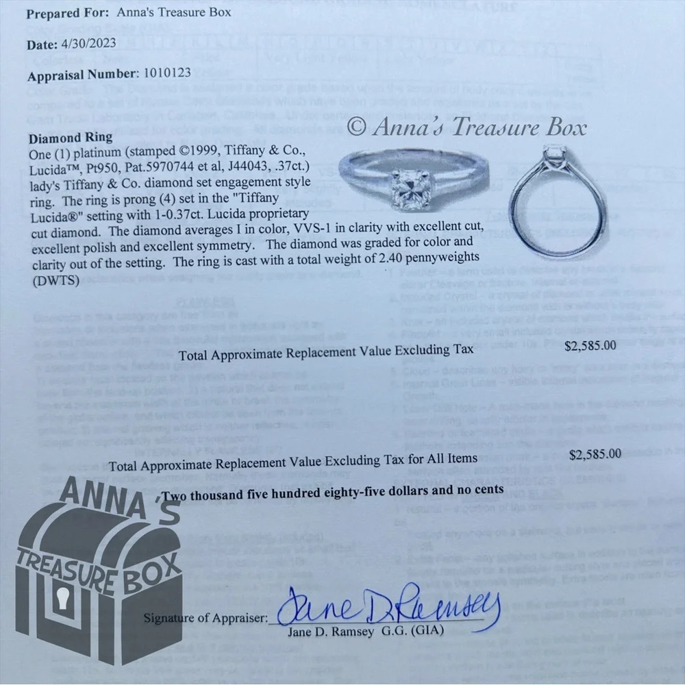 Tiffany & Co. Lucida Platinum 0.37ct Diamond Engagement Ring Size 5 (boxset) - Picture 7 of 8